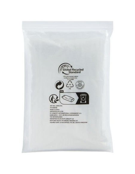 Poncho impermeabile monouso in materiale riciclato certificato GRS con custodia Mayan