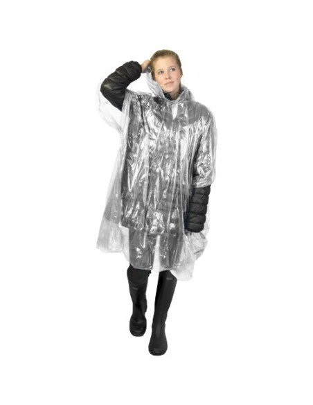 Poncho impermeabile monouso in materiale riciclato certificato GRS con custodia Mayan