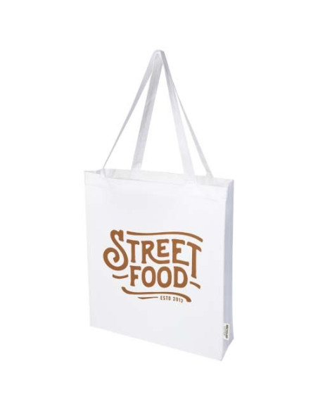 Tote bag a soffietto in cotone riciclato certificato GRS da 140 g/m² Madras