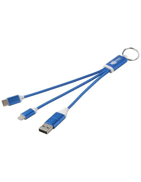 Cavo di ricarica in alluminio riciclato 4 in 1 con portachiavi Metal
