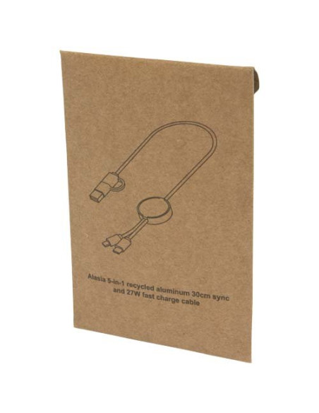 Cavo 5-in-1 in alluminio e plastica riciclata da 30 cm per la sincronizzazione dei dati e la ricarica rapida da 27 W Alasia
