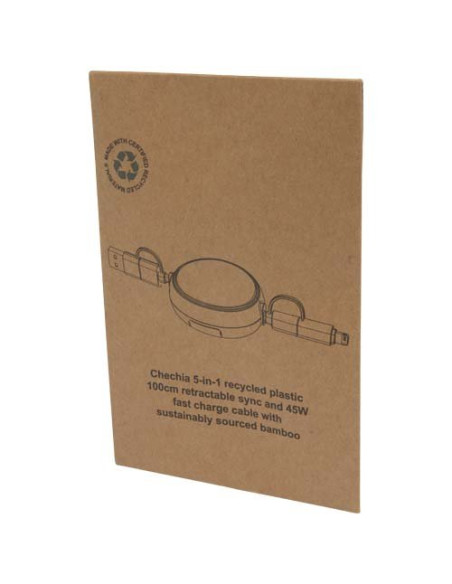 Cavo retrattile 5 in 1 in plastica riciclata da 100 cm