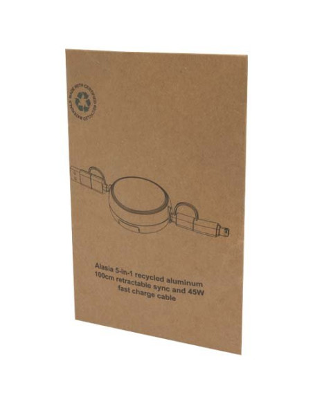 Cavo retrattile 5 in 1 da 100 cm in plastica riciclata e alluminio