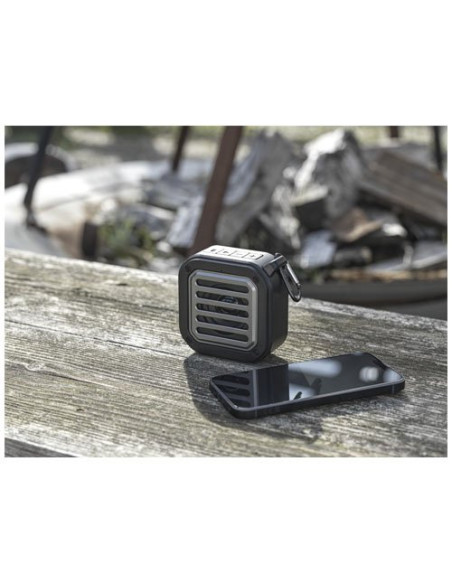 Speaker Bluetooth® IPX5 a ricarica solare in plastica riciclata RCS da 3 W con moschettone Solo