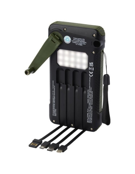 Power bank a dinamo solare in plastica riciclata RCS da 10.000 mAh Soldy
