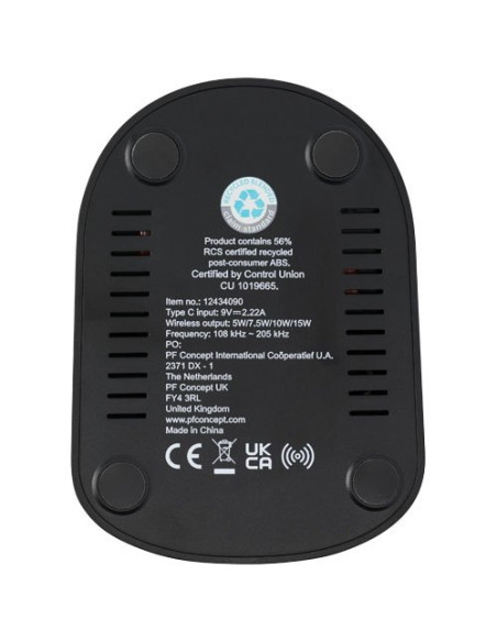 Stazione di ricarica in plastica riciclata RCS a doppia bobina da 15 W Loop