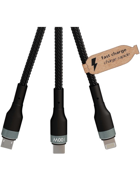 Cavo di ricarica ultraveloce 5 in 1 in PET riciclato da 100 W SCX.design C53