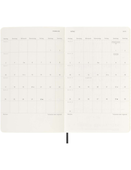 Agenda settimanale 12 mesi formato L con copertina morbida - lingua tedesca Moleskine