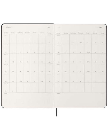 Agenda settimanale orizzontale 12 mesi formato L con copertina rigida Moleskine