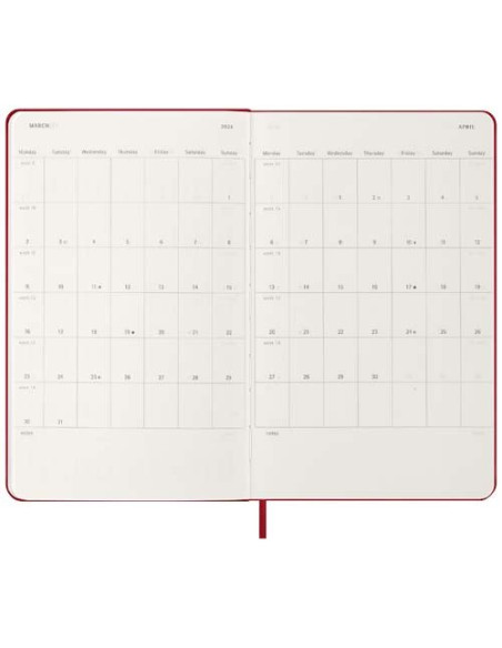 Agenda settimanale 12 mesi formato L con copertina rigida Moleskine