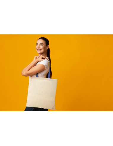 Shopper in cotone 100 g/m² con manici colorati...