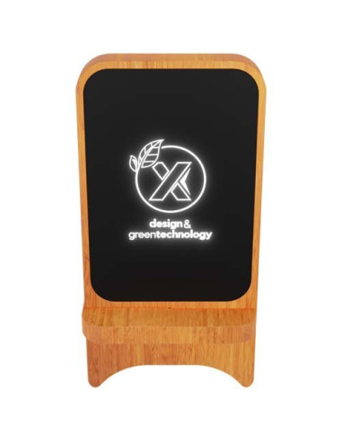 Supporto in legno wireless, luminoso, da 10 W...