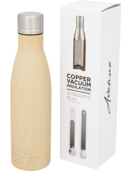 Borraccia termica con isolamento sottovuoto in rame effetto legno da 500 ml Vasa