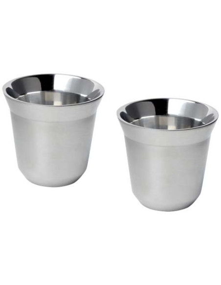 Set di tazze per caffè espresso in acciaio inossidabile certificato RCS da 80 ml Duo