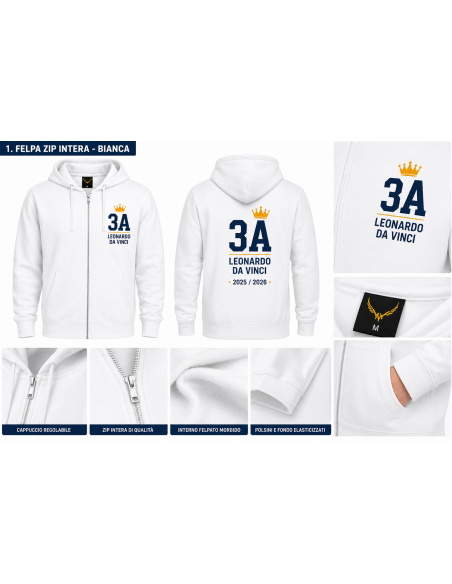 Felpa Zip Intera Scuola Personalizzata