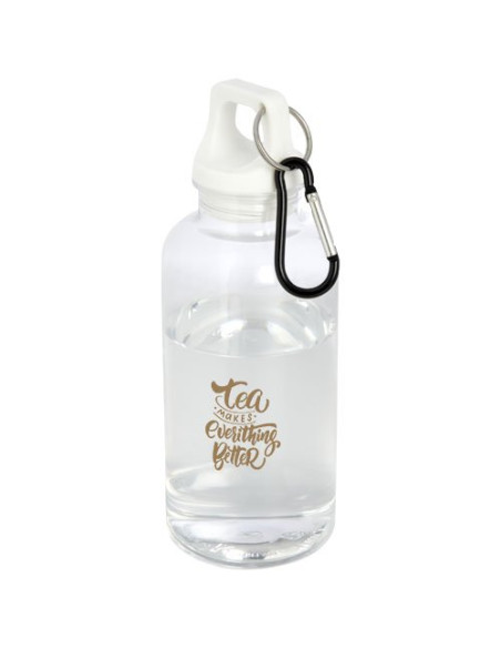 Borraccia in plastica riciclata certificata RCS da 400 ml con moschettone Oregon