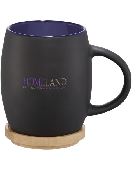 Tazza in ceramica Heart con coperchio in legno da 400 ml