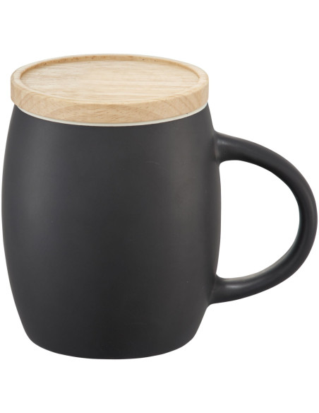 Tazza in ceramica Heart con coperchio in legno da 400 ml