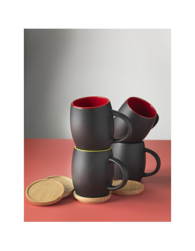 Tazza in ceramica Heart con coperchio in legno...