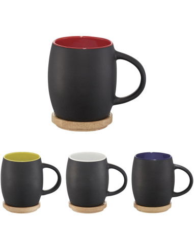 Tazza in ceramica Heart con coperchio in legno...