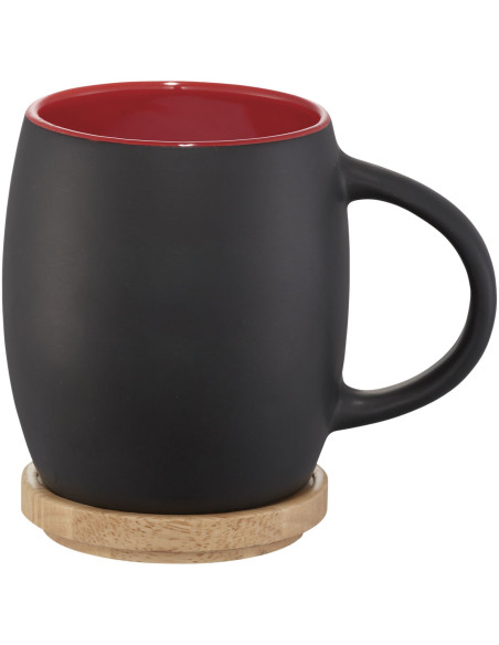 Tazza in ceramica Heart con coperchio in legno da 400 ml