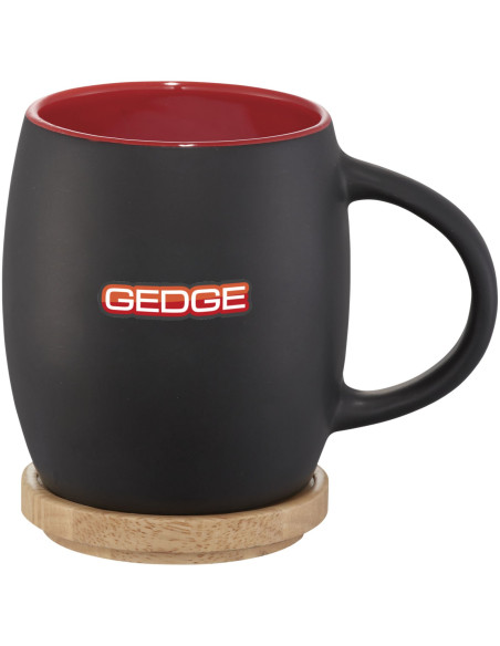 Tazza in ceramica Heart con coperchio in legno da 400 ml