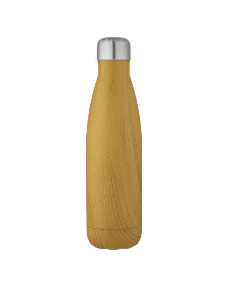 Bottiglia Cove da 500 ml con isolamento sottovuoto in acciaio inossidabile e motivo ornamentale in legno