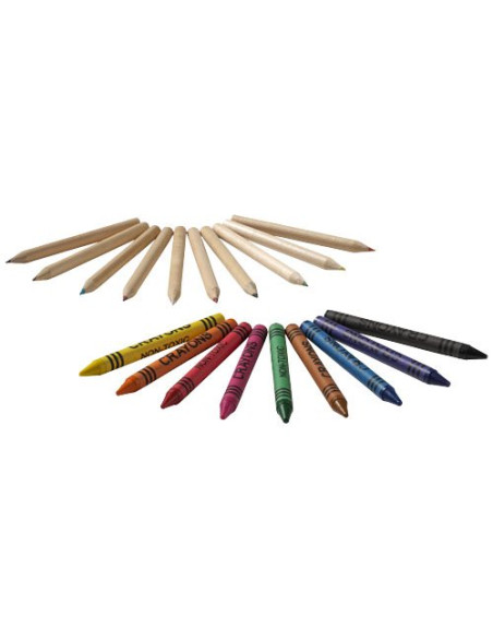 Set di matite e pastelli a cera colorati da 19 pezzi Lucky
