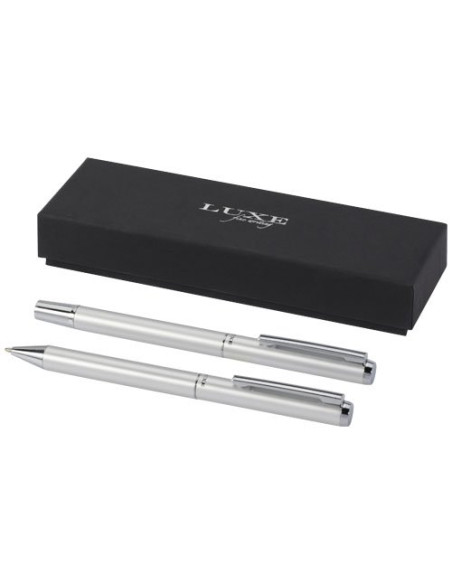 Lucetto – Set regalo con penna a sfera e penna roller in alluminio riciclato – 107838