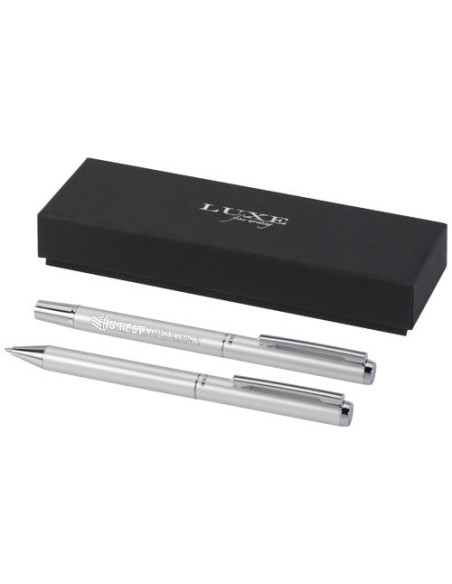 Lucetto – Set regalo con penna a sfera e penna roller in alluminio riciclato – 107838