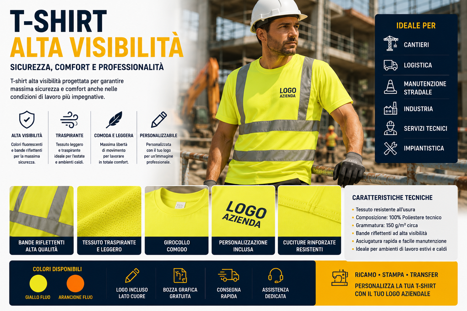 T-Shirt Alta Visibilità Personalizzata
